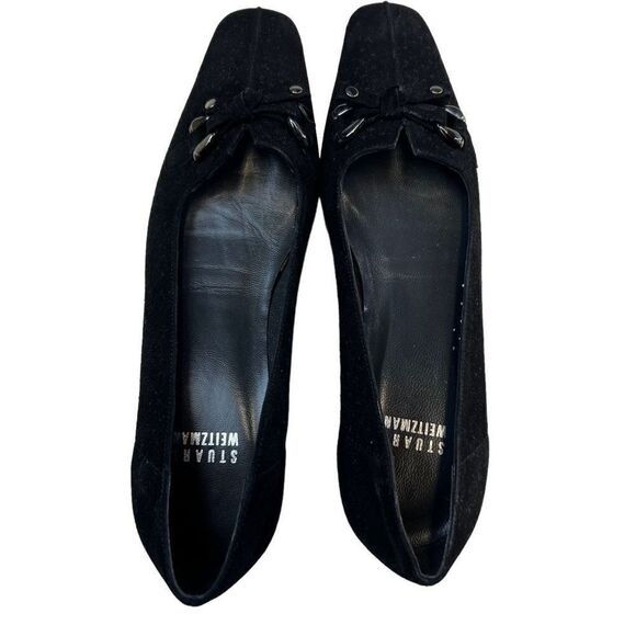 Stuart Weitzman Women's Suede Leather Kitten Heel Pump Dress Shoes Black Size 5 - Picture 7 of 10